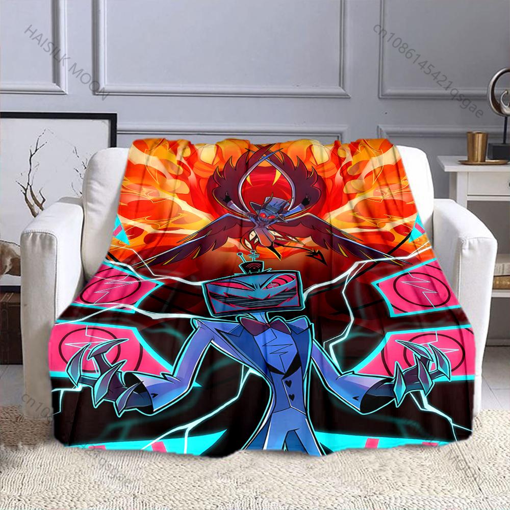 1PC TV Time Man Cartoon Print Blanket Warm Soft and Comfortable Home Travel Blanket Sofa Bedding Camping RV Blanket
