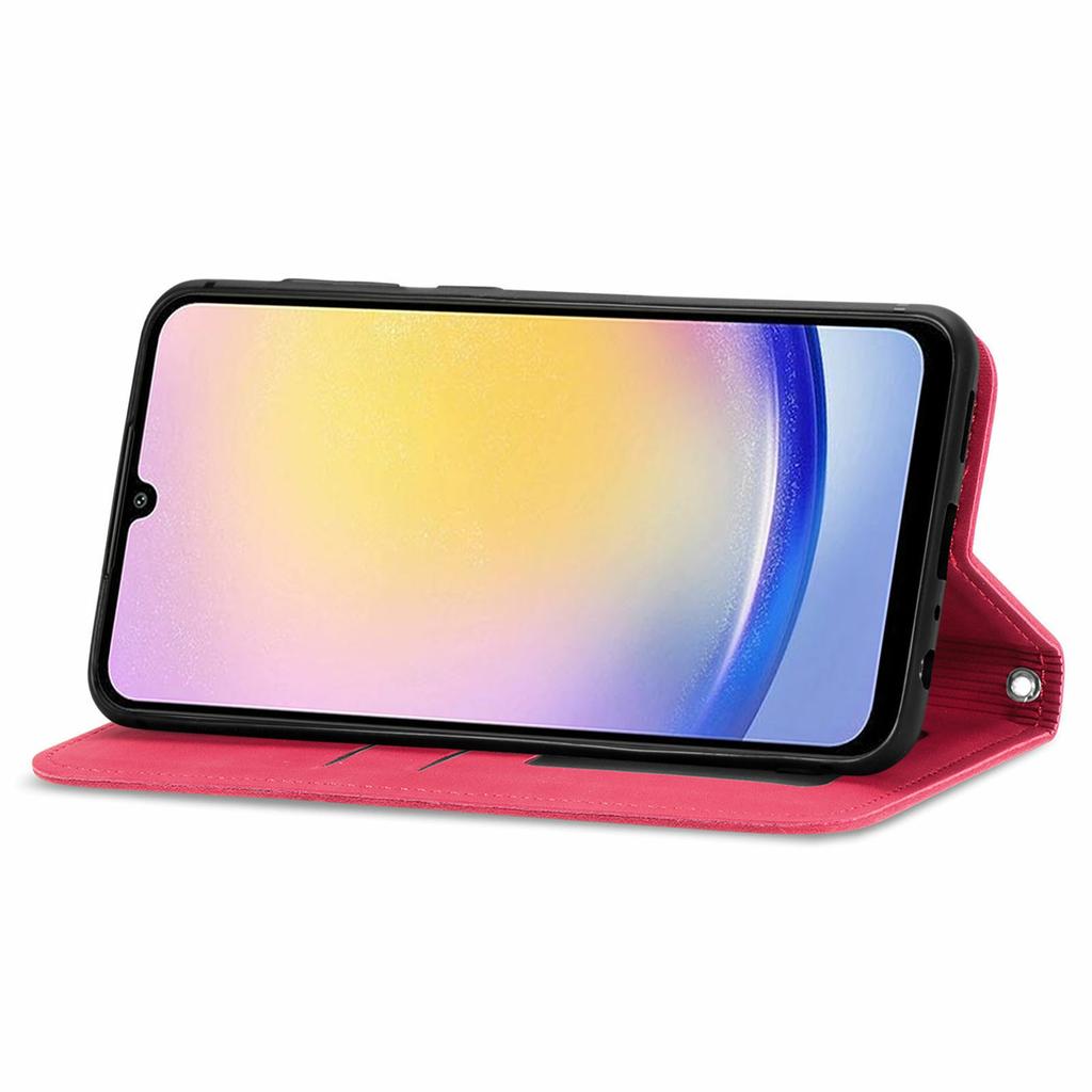 For Samsung Galaxy A25 5G (Global) (161.0 X 76.5 X 8.3mm) Case Skin Touch Feeling Card Slot Leather Phone Cover Stand Magnetic Absorption