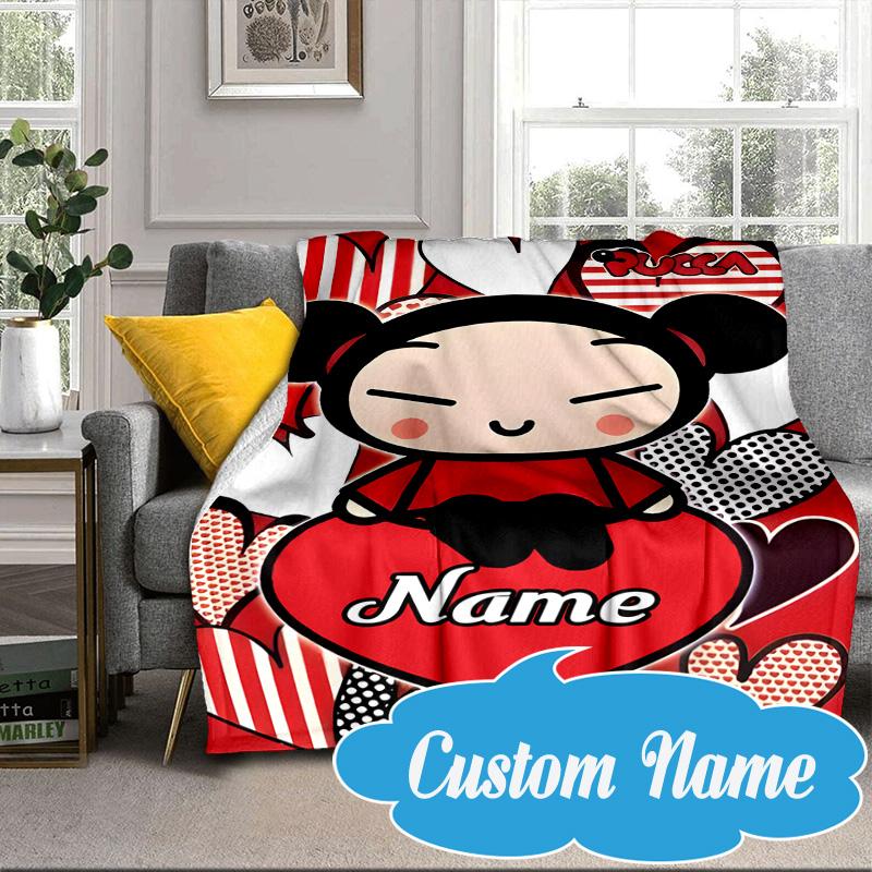 Custom Name Love Heart Blanket bed sofa Blanket Flannel Blanket for Camping, Hiking, Picnic Essentials,gift for Fan family