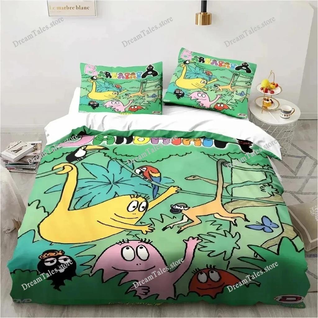 3D Print Cute Cartoon Barba-Papa Bedding Set Double Twin King Duvet Cover Comforter Pillowcase Boys Girls Adults Bedroom