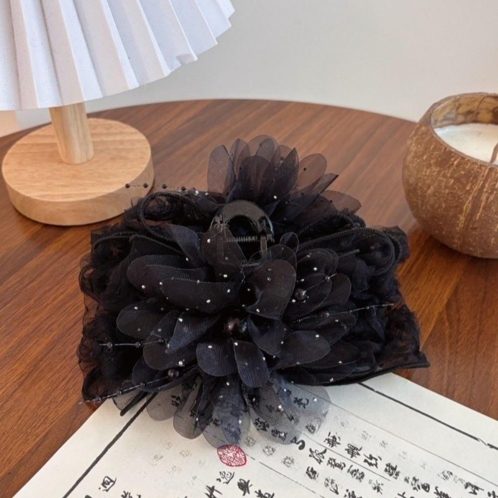 

Fashion Sweet Rose Flower Hair Claw Elegant Volumizing Beaded Tassel Jaw Clips Large Size Shark Clip Hair Accessories Wedding