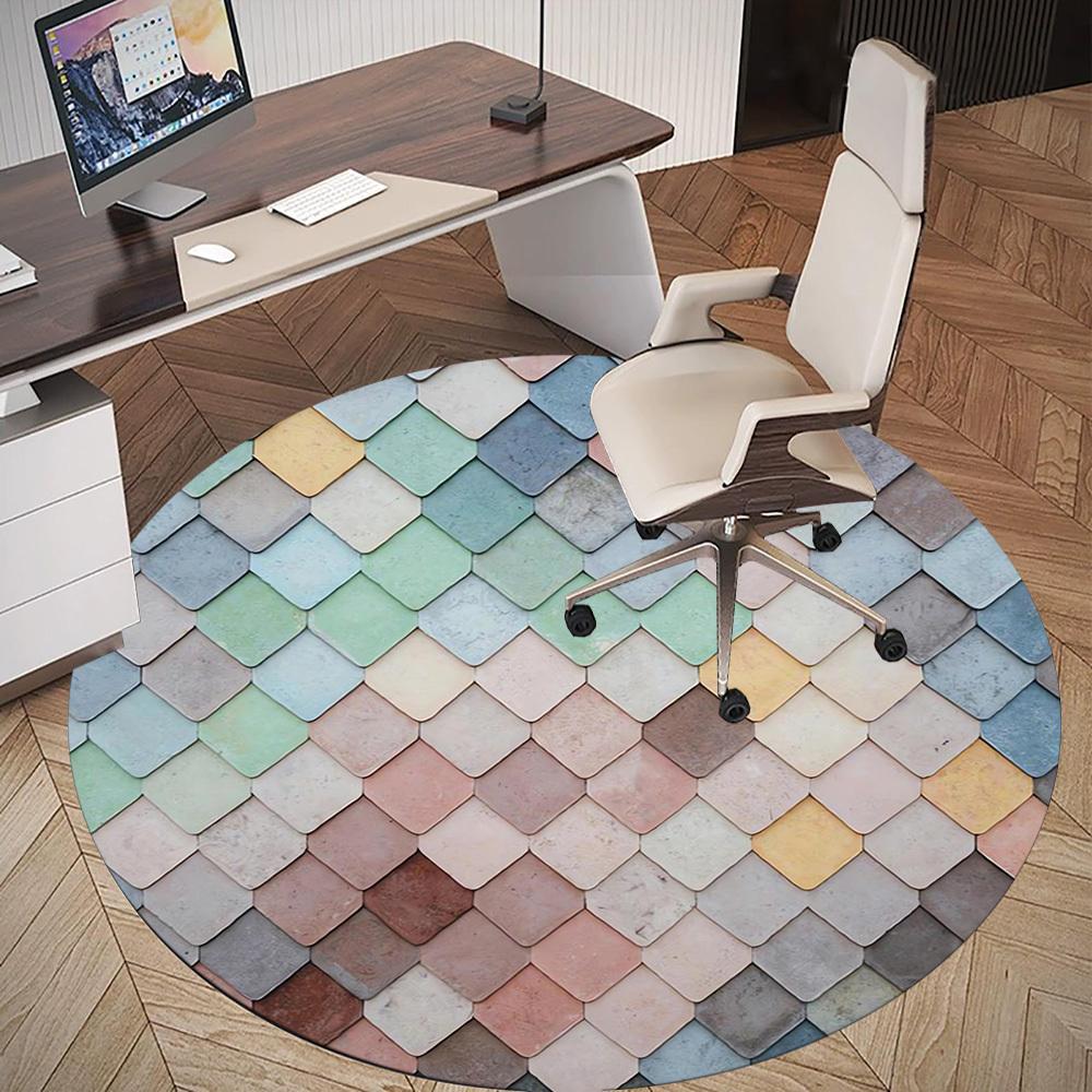 1pc tile pattern Round Chair mat Area Rug - Non-Slip, Floor Mat for Office, Bedroom, and Indoor Decor c1118119