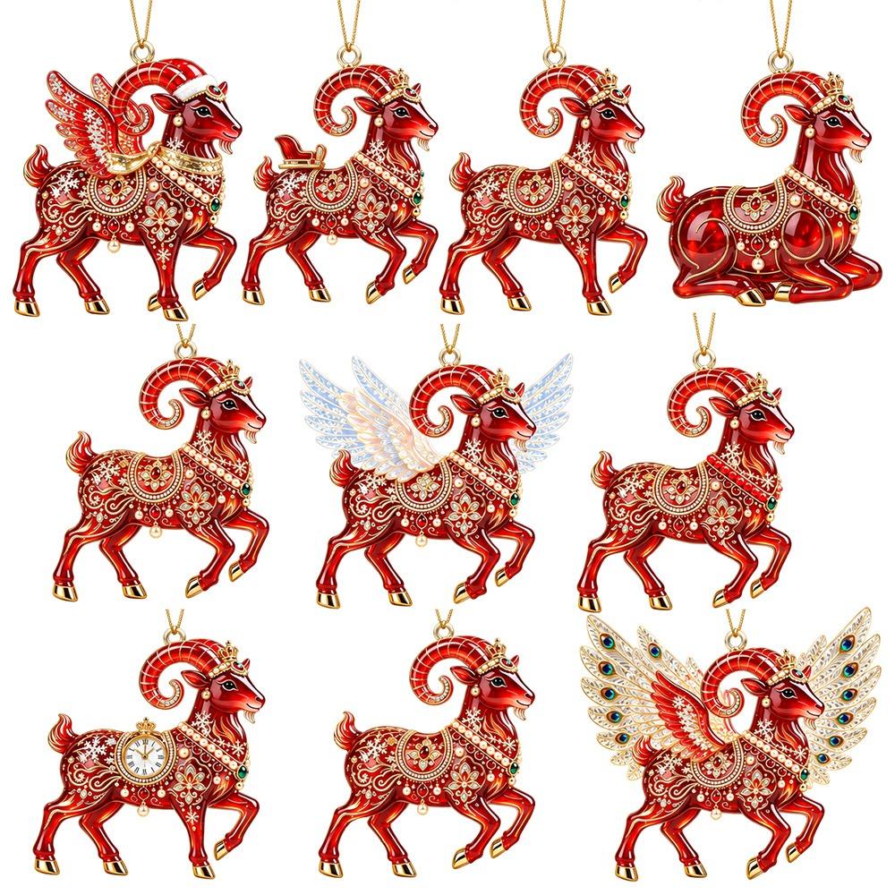 Shining Goat Pendant 2D Flat Animal Hanging Decoration Zodiac Goat Souvenir  Holiday Party Decor