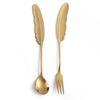 HANYANG Feather Spoon Golden 304 Stainless Steel Fruit Fork Literary Small Spoon Spoon Spoon Creative Tableware Colorful Feather Spoon