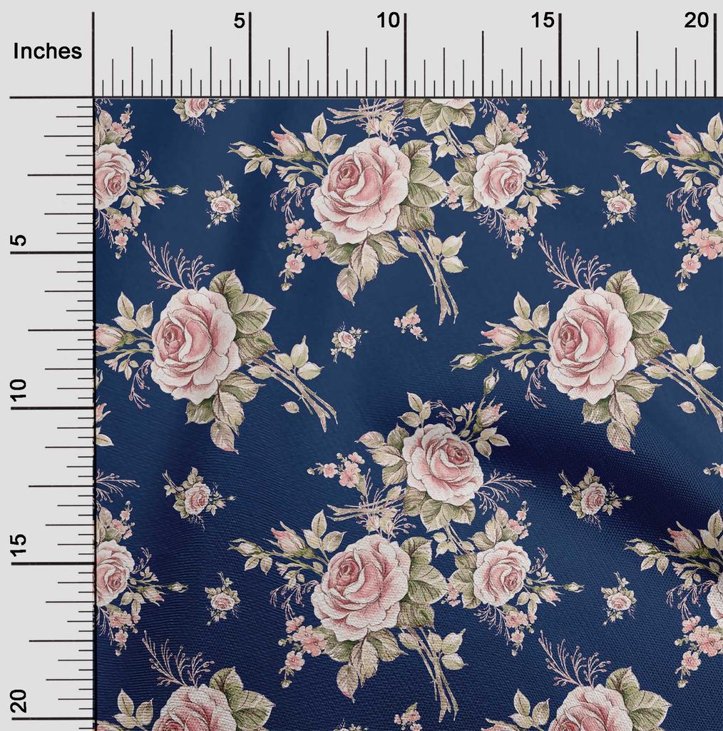 Kaufe oneOone Baumwoll-Flex-Marineblau-Stoff, Blätter und