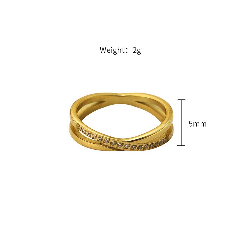 Temperament Cross Diamond Ring Women S 316 Titanium Steel Ring Light Luxury Niche Design Sense Delicate Personality No. 5