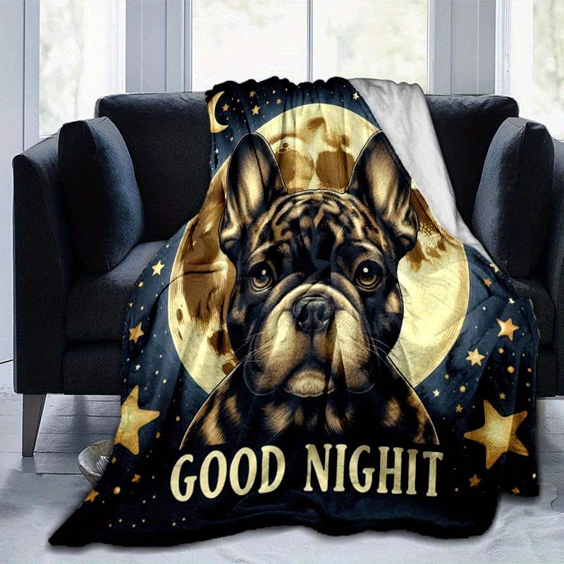 1pc Dog Printing Lightweight Flannel Blanket, Comfortable and Warm Blanket, for Camping Sofa Bed and Couch Office, in All Seasons