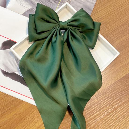 Women Hairpin Large Size Long Ribbon Bowknot Decor Spring Hair Clip Lightweight Back Head Hair Pin Hair Accessory