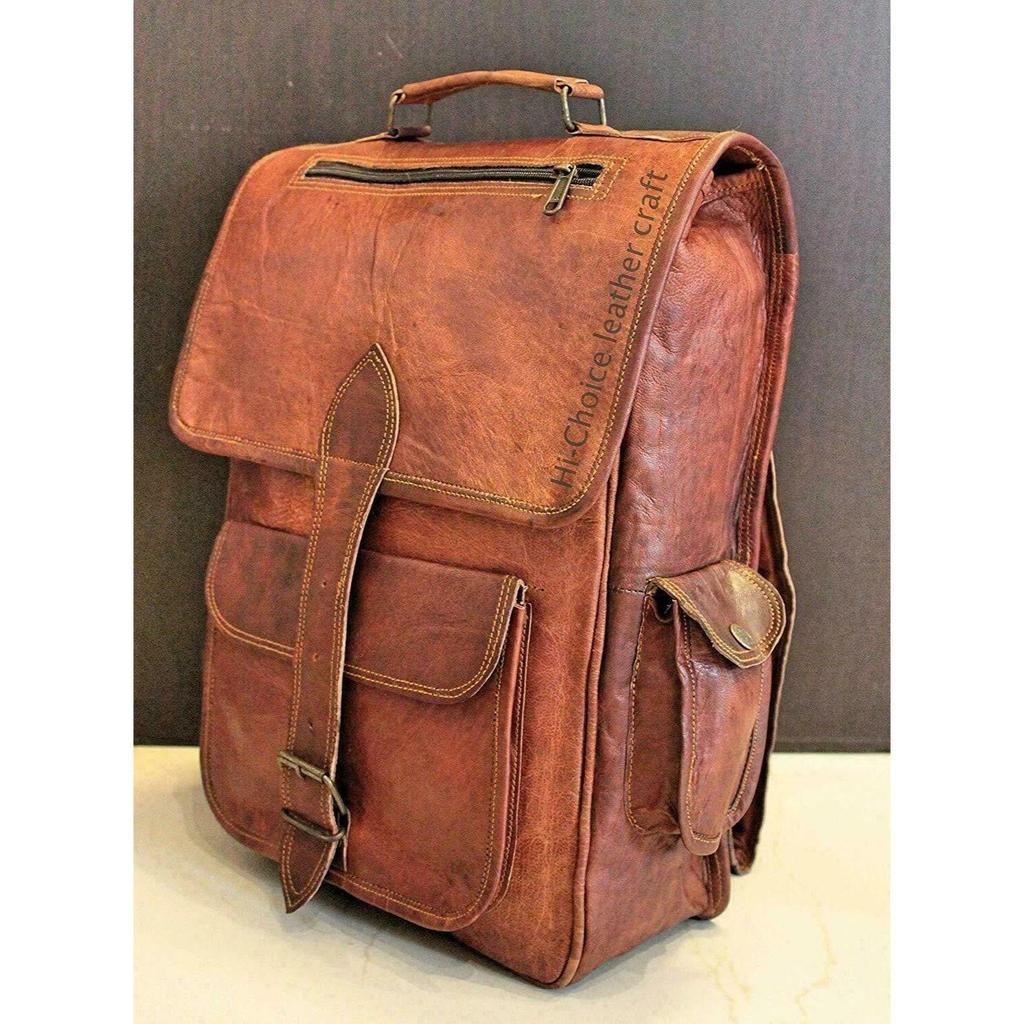 Leder Rucksack Schulter Laptop Rucksack Reisetasche NEU Herren Vintage