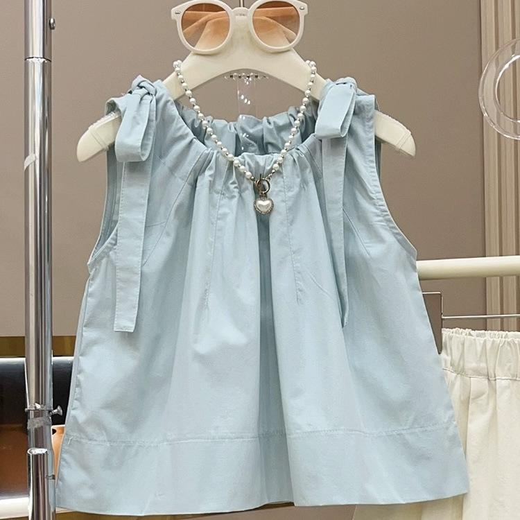 Girls' Summer Set Children's Fashionable Summer Sleeveless Girls' Korean Shorts Two-piece Set