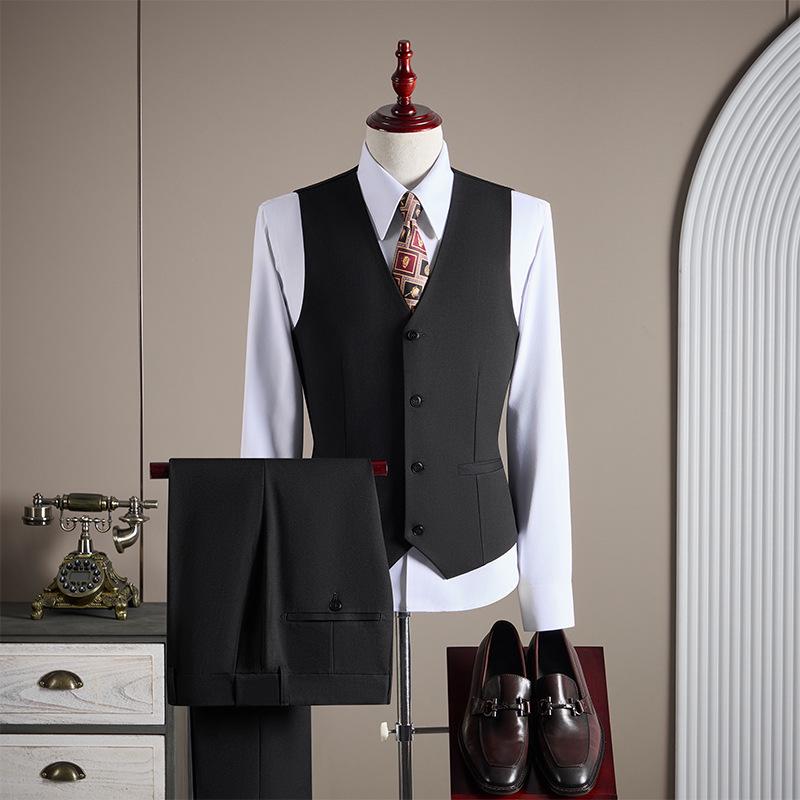 Tashiduo Formal Wear Double-Breasted Tencel Wool Men s Three-Piece Wedding Suit 5XL