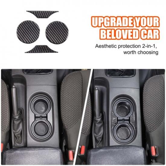 Carbon Fiber Center Water Cup Slot Sticker Trim For Nissan Frontier 2009-17