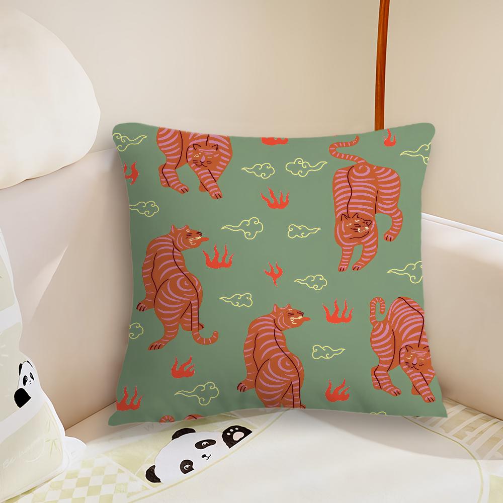 Fashion Animal Style Tiger Cushion Cover Pillow Case Plush Fabric Soft Double Sided Print Sofa Cushion Cover Throw Pillow Covers
