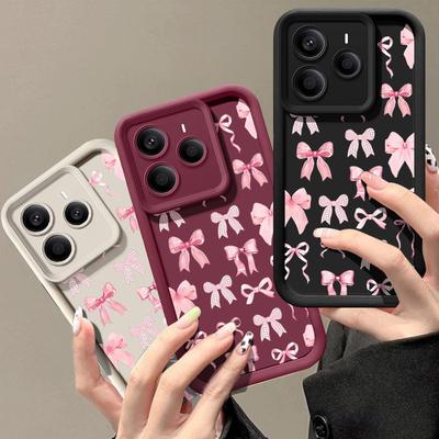 Ударостійкий чохол з принтом бантика для Xiaomi 14T 13T Pro Poco X7 F6 X6 Redmi Note 14 13 Pro 12 11 Силіконовий м'який захист об'єктива TPU Матова задня кришка