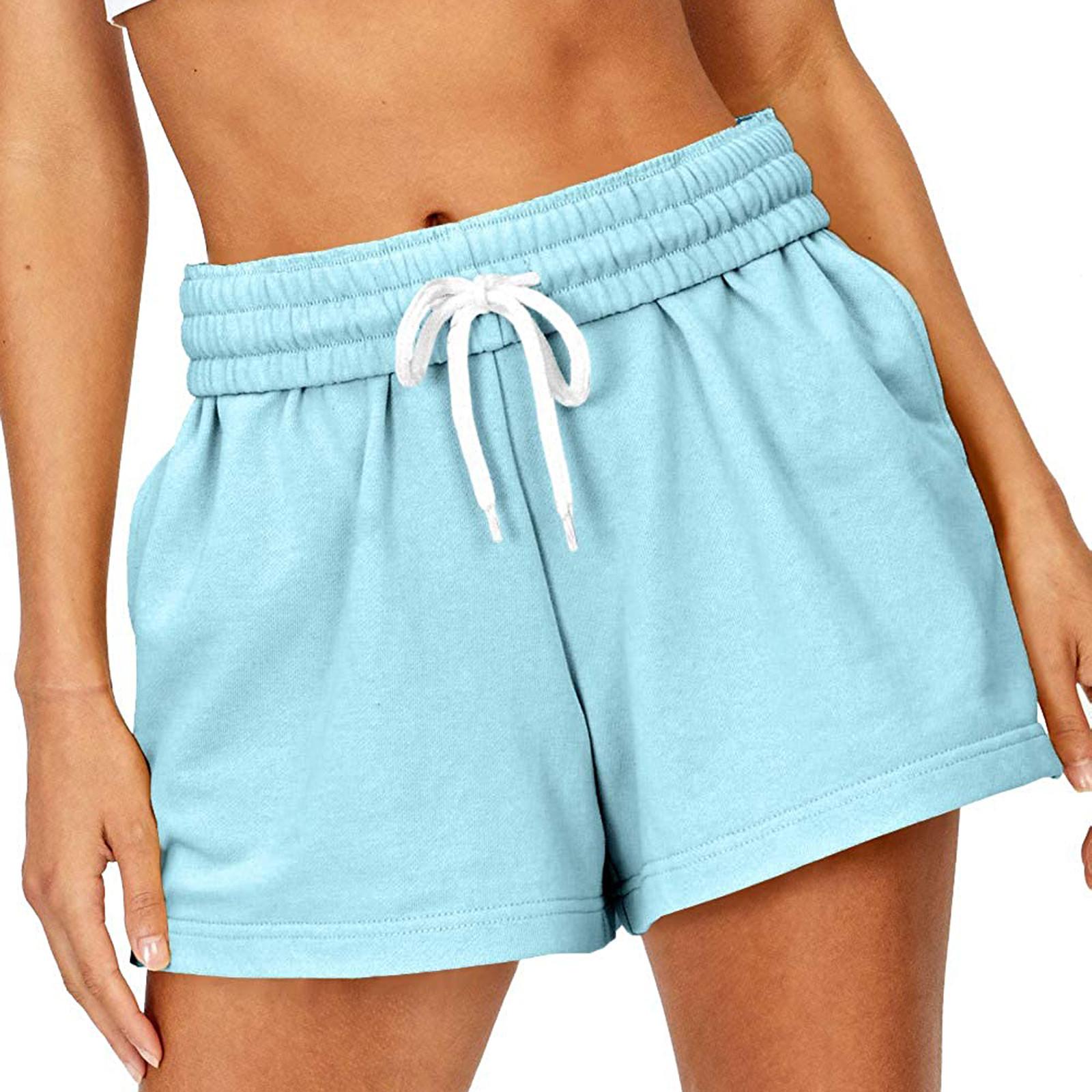 

Womens Shorts Casual Summer Drawstring Comfy Sweat Shorts Elastic Running Shorts XL світло-синій колір