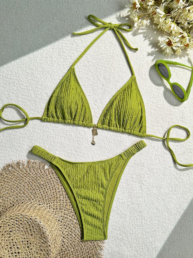 Fashion Sexy Laced Up Bikinis Set Women Split Swimsuit Beach Brazil Bikini 2026 New All Season Backless Bikinis 2 Piece Set