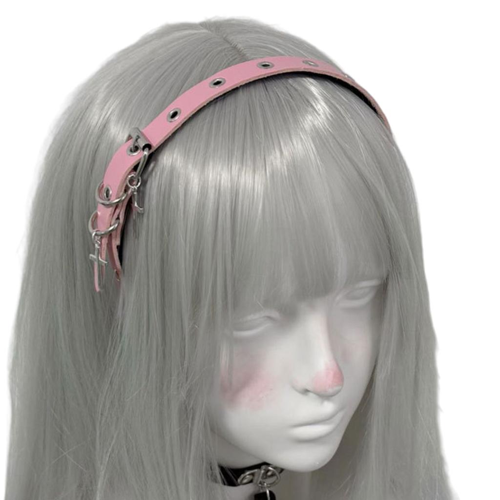 Punk Gothic Cross Design Leather Headband For Women Daily Use Cosplay Y2K Fashion