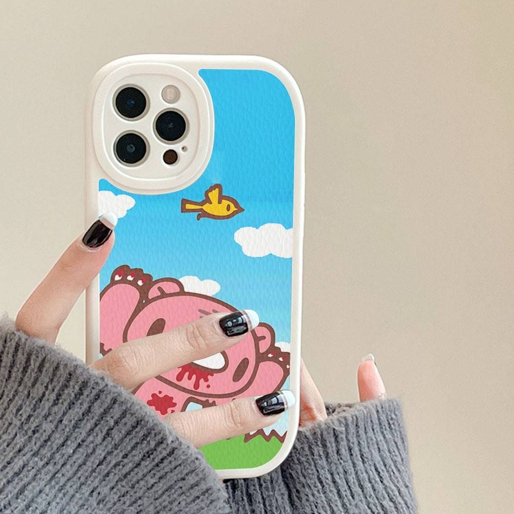 

Cute G-Gloomy B-Bear Phone Case For IPhone 16 15 14 13 12 11 Pro Max Plus Leather Soft Cover iPhone 16 plus