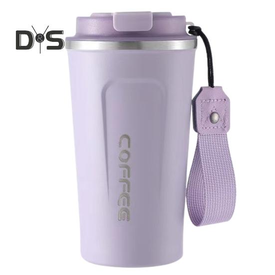 

510 мл дорожная кофейная кружка с защитой от разливов и герметичной крышкой, изолированная экологически чистая чашка из нержавеющей стали, которую можно пить одной рукой фиолетовый