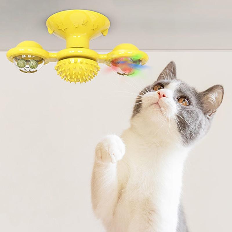 New Windmill Cat Toy Turntable Teasing Pet Toy Scratching Tickle Cats Hair Brush Funny Entertainment Toy for Cat