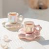 Cute Coffee Cup Dish with Handle Tea Drinking Cup Drinkware Flower Mug  Water