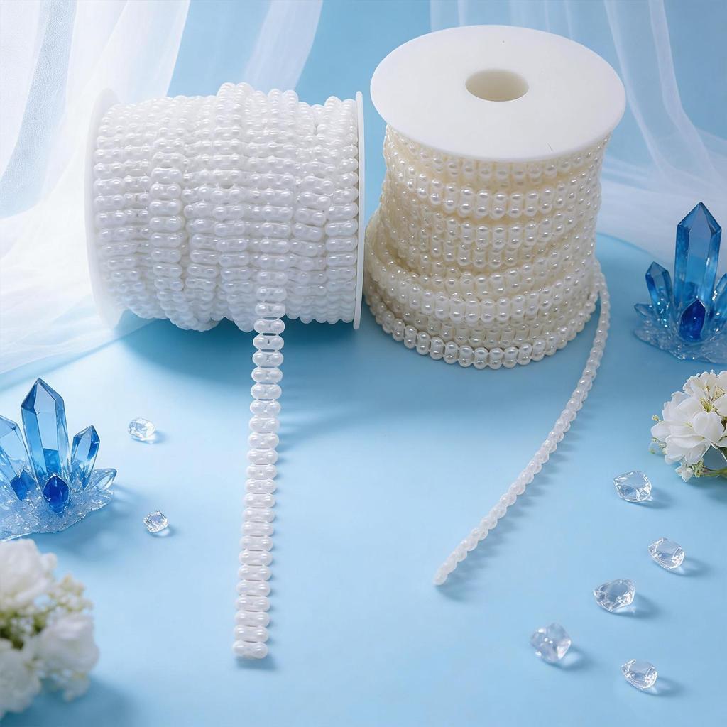 Double-Strand Half-Face Imitation Pearl Bead Chain for DIY Necklace and Curtain Decoration