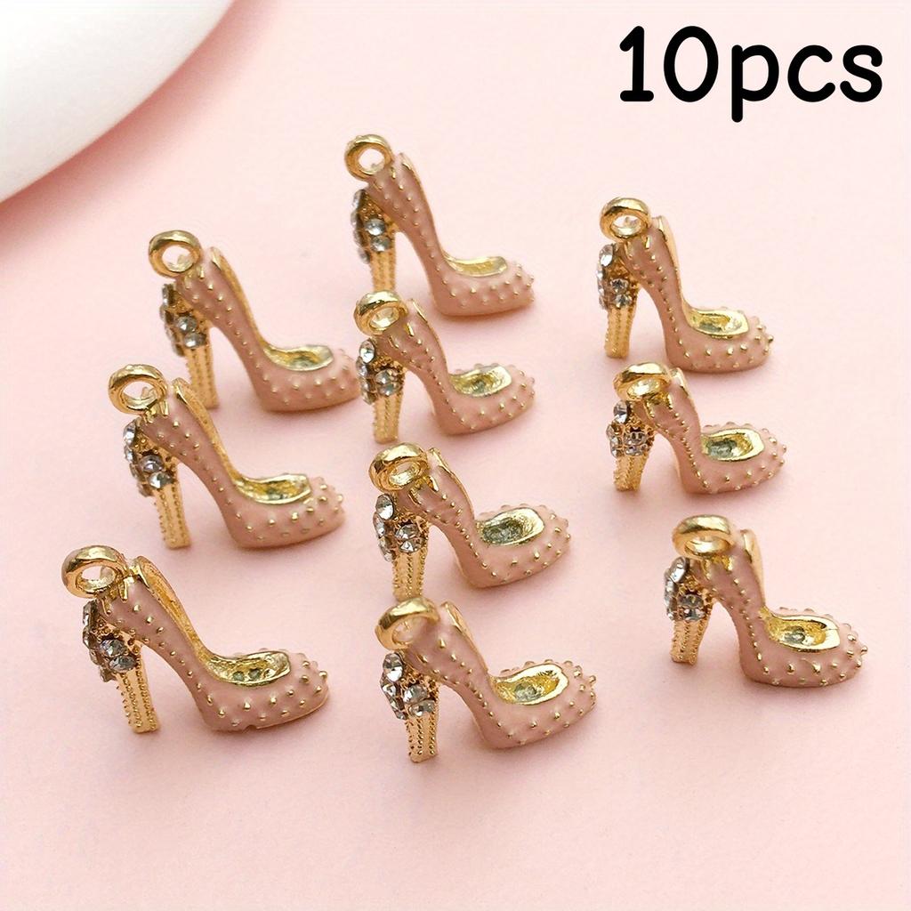 10/12 Piece Set 708.66x551.18 Inch Enamel High Heels Pendant for Women's Shoes Pendant Oil Dripping Necklace Keychain Jewelry Wh