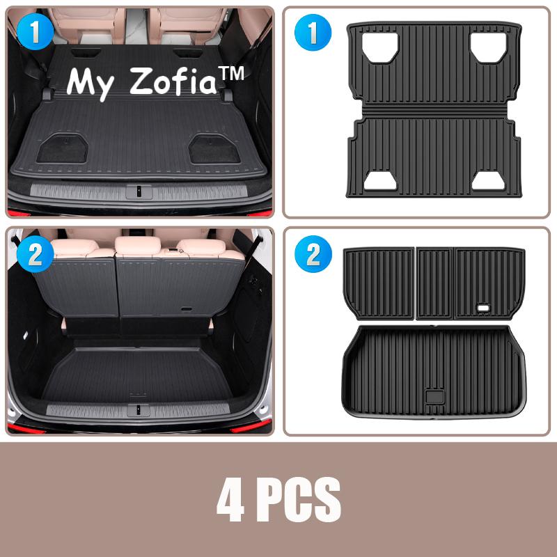 For Xpeng X9 2024 2025 TPE Trunk Mats All Weather Cargo Liner Mat Seat Floor Mats Waterproof Anti-Slip Liner Pads Accessories