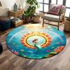 Mermaid with Floral Ring Underwater Scene Print Round Rug, Living Room, Bedroom, Playroom Carpet, Non Slip Floor Mat, Gift