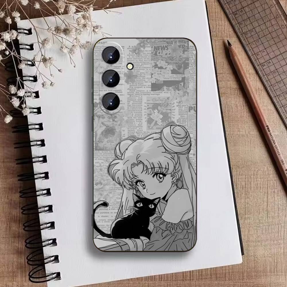Cartoon F-Sailor M-Moons Phone Case For Samsung Galaxy A73,A21s,A22,A31,A52,A53,A71,A41Soft Black Shell