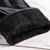Women's Touchscreen Windproof Leather Gloves - Fleece-Lined, Thickened, Warm for Autumn/Winter, Cycling & Driving, Fashionable PU Cotton.