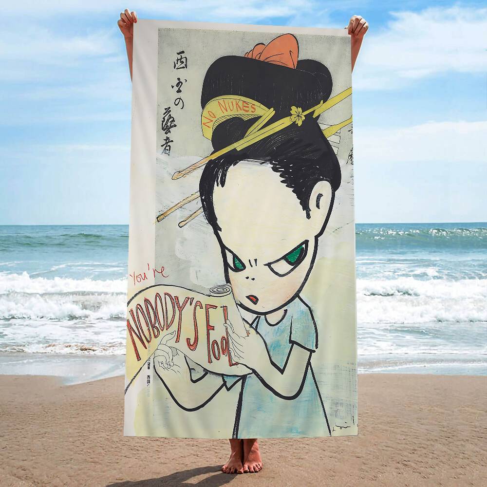Y-Yoshitomo Nara Art Lovely Melancholy Microfiber Beach Towel Absorbent Quick Dry Soft Yoga Swimming Resort Mountain Climbing