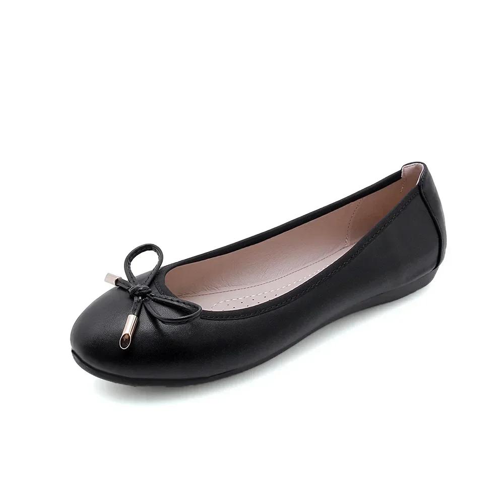 Ladies Single Shoes Bowtie Flats Patent Leather Loafers Women Round Toe Roll-Up Shoes Woman Bridesmaid Flats Zapatillas Mujer