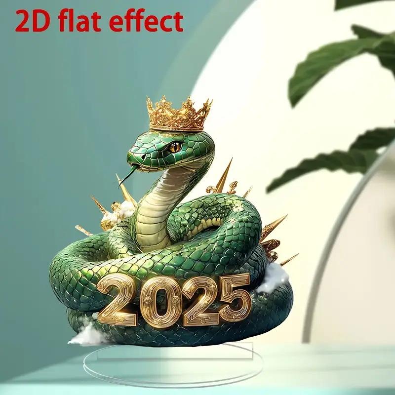 2D Flat Crystal Snake Acrylic Desktop Decoration, with Base, Suitable for Wall Decoration, Porch, Room, Villa, Accents Home, Hallway, or Workplace - R