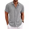 Summer Tie Dye Light Ripe Casual Linen Short Sleeved Shirt MEN