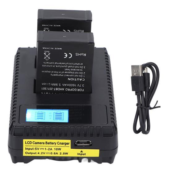 

Зарядное устройство с двумя USB-портами, зарядное устройство для камеры с ЖК-дисплеем и 2 батареями для Hero2 3