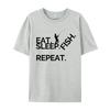 Eat Sleep Fish Repeat Tshirt Cotton Normal Tees Coupons Unisex TShirt Casual Tops Shirts Wholesale Basic