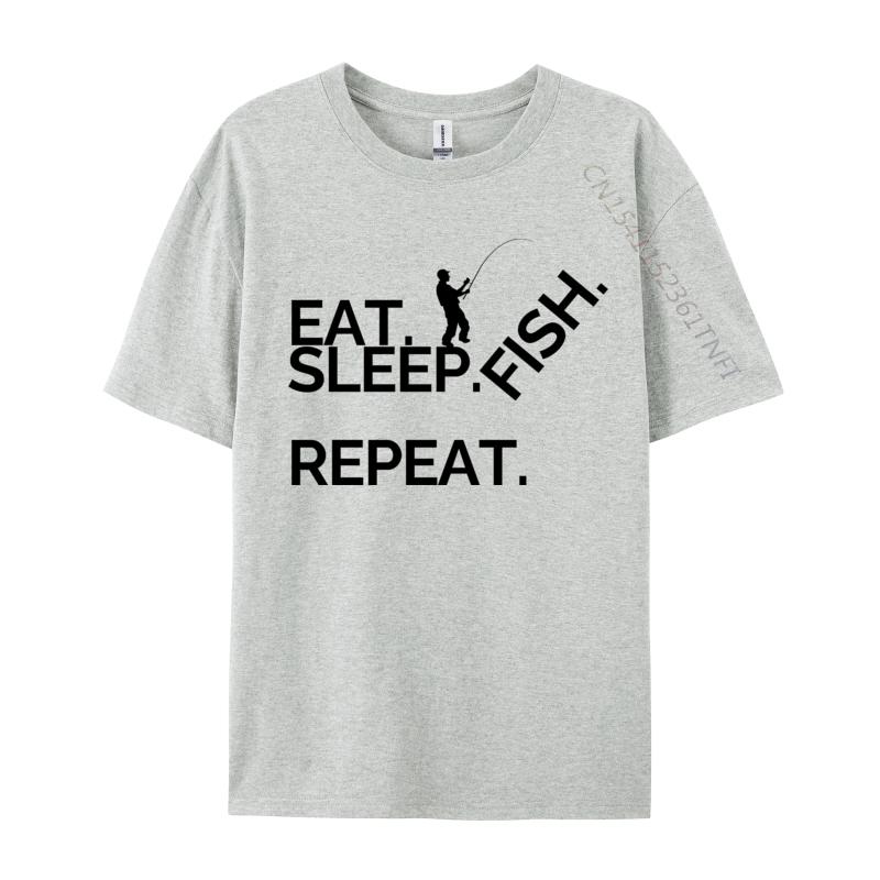 Eat Sleep Fish Repeat Tshirt Cotton Normal Tees Coupons Unisex TShirt Casual Tops Shirts Wholesale Basic