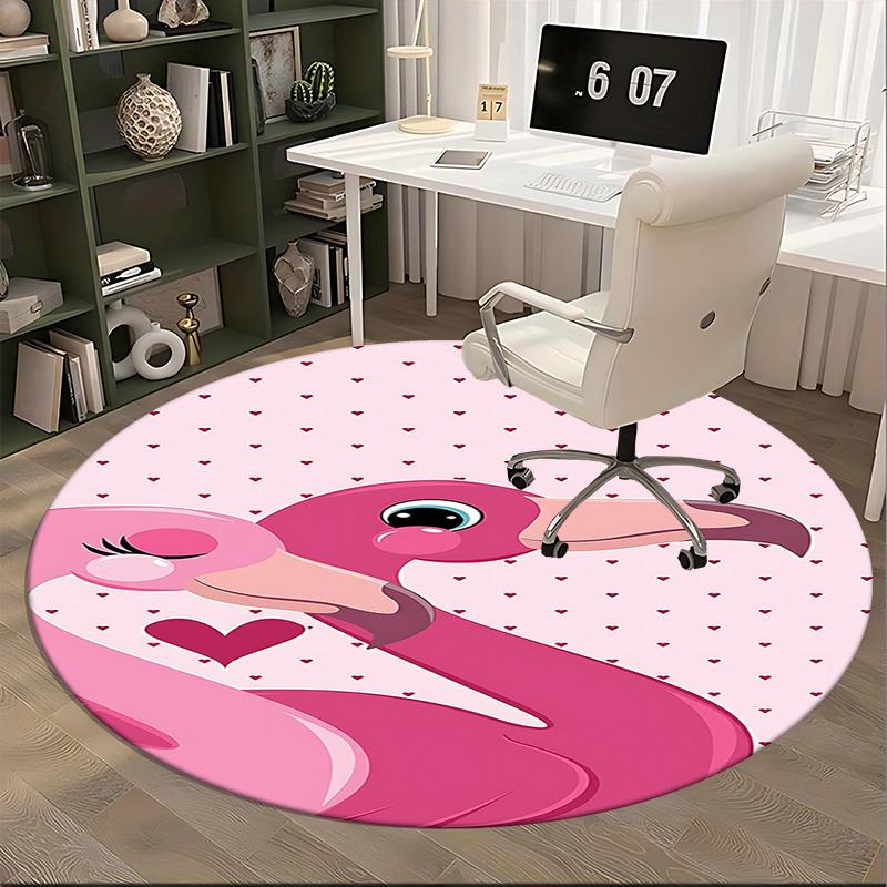 Pink Flamingo Chair Mat Round Carpet for Home Decor, Office Use, Living Room, Bedroom, Gift Idea0116b