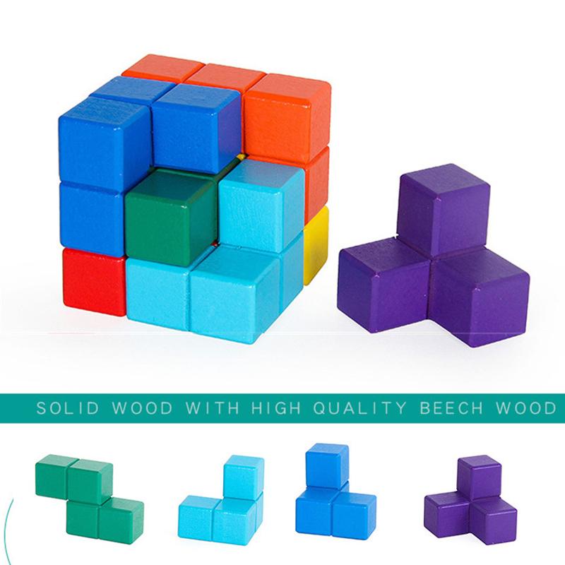 Puzzle din lemn Cărămidă de construcție Pazel pentru copii Cub băiat de 3 ani Puzle de construcție Puzzle 3D din lemn Puzle 3 ani Joc educațional pentru copii