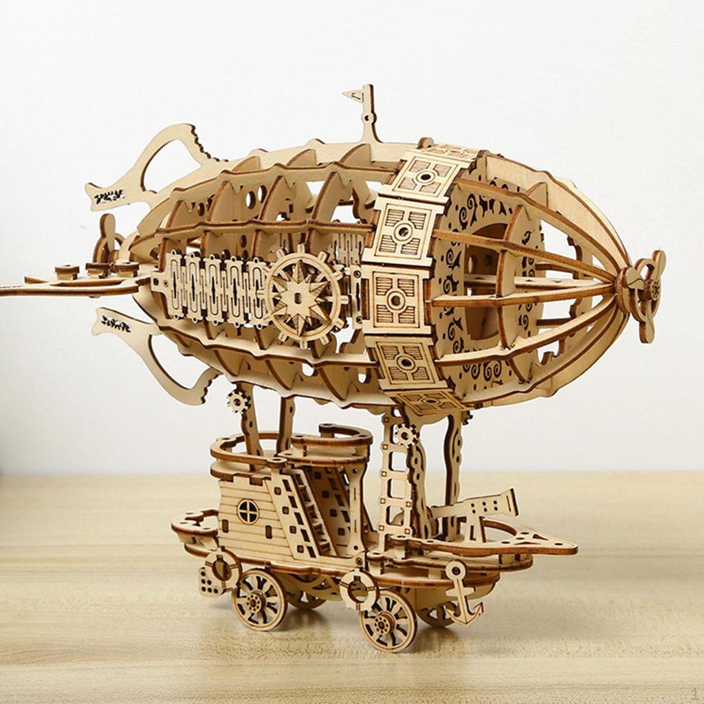3D Wooden Puzzle Airship Model Home Decoration Birthday Gifts Collection Stable Educational Toy DIY