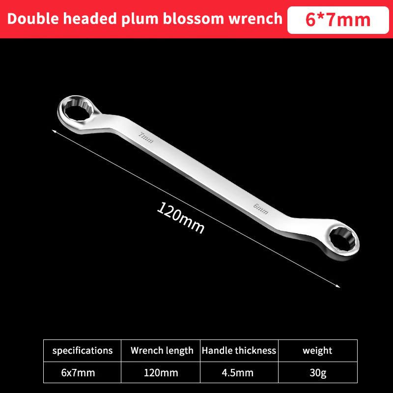 Double-Head Plum Wrench Set, Extended Two-In-One Design, Mirror Polished Chrome, Internal Hex, Perfect For Auto Repair