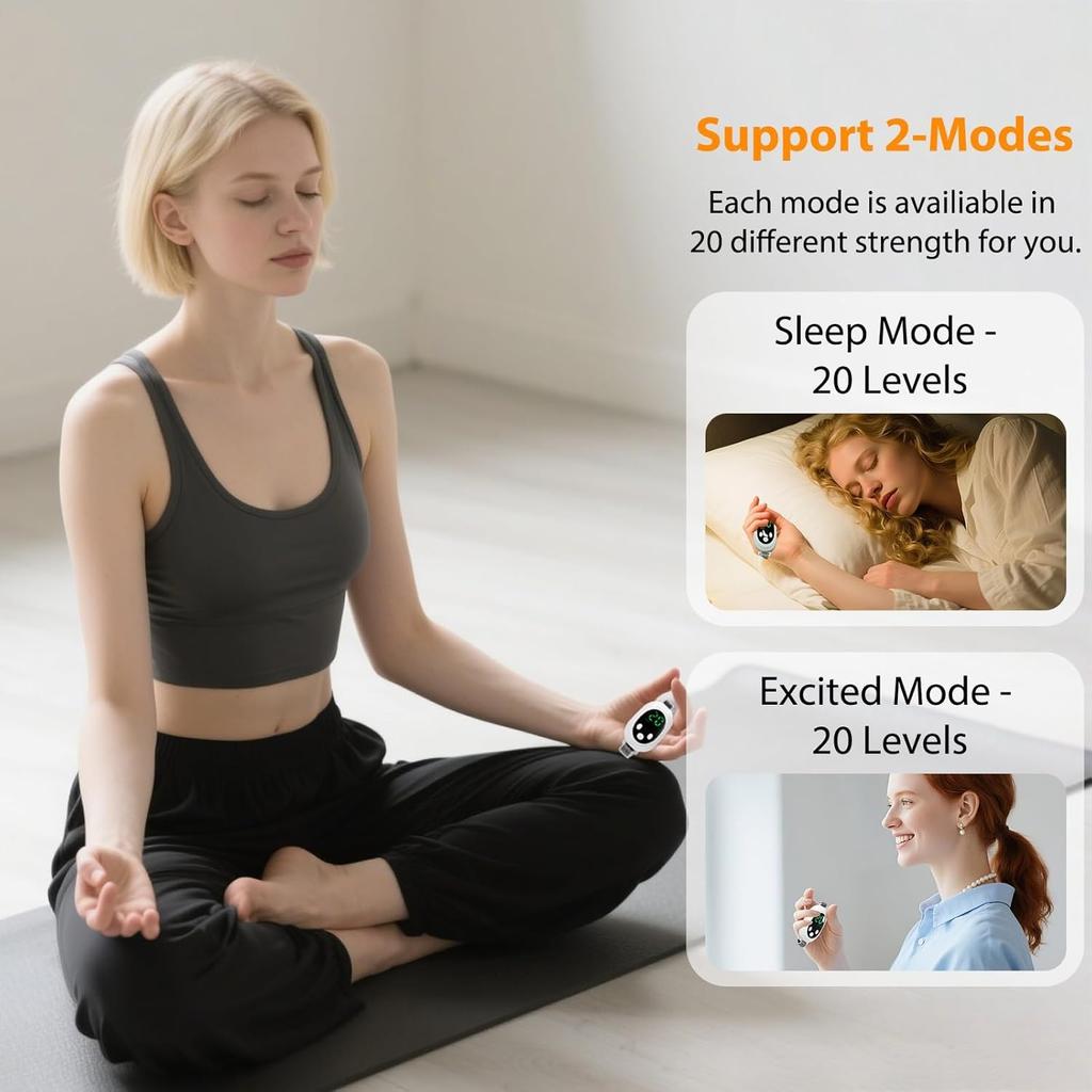 Handheld Schlafhilfe, Tragbares Angst-Schlafstörungs-Linderungsgerät Verbessern Sie den Schlaf, USB-Wiederaufladbar & 20 Intensitätsstufen, Weiß