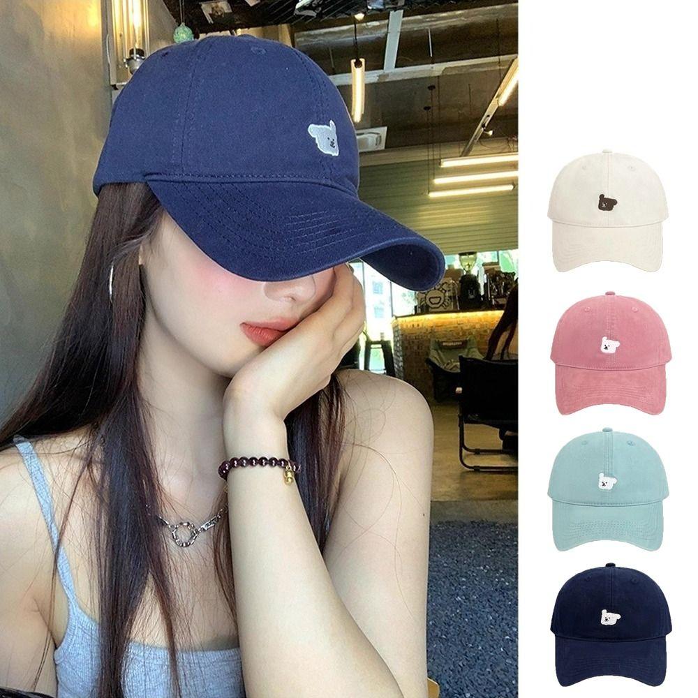 Korean Men Women Baseball Cap Cotton Snapback Hat Adjustable Puppy Embroidery Cap  Unisex