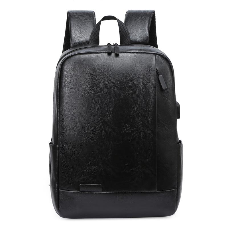 

Backpack men s bag fashion sports student bag simple pu leather computer men s backpack чёрный