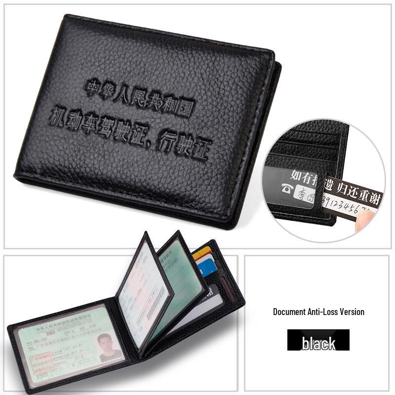 Portofel autentic din piele: Portofel pentru Permis de Conducere, Card Bancar și Card de Autobuz