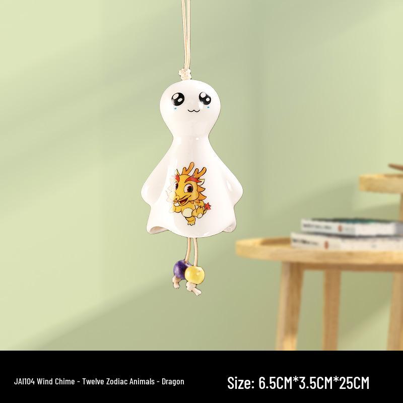 Totoro Ceramic Wind Chime Ornament - Cute Japanese Wall Decor for Girls' Bedroom