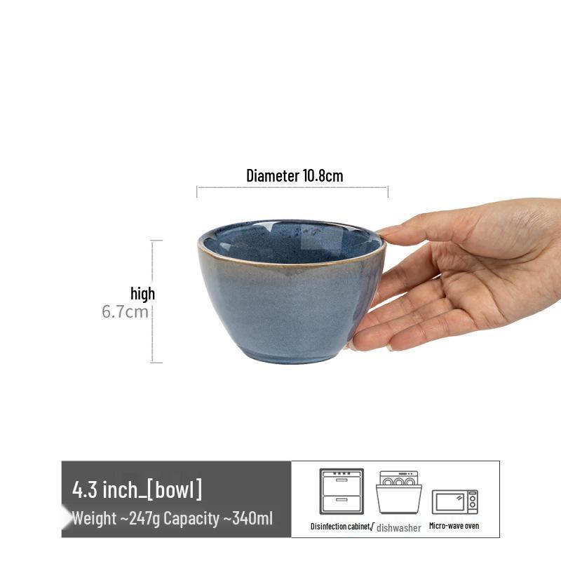 Japanese Retro Ceramic Irregular-Shape Bowl with Kiln-Changed Glaze - Ideal for Rice, Congee, or Noodles