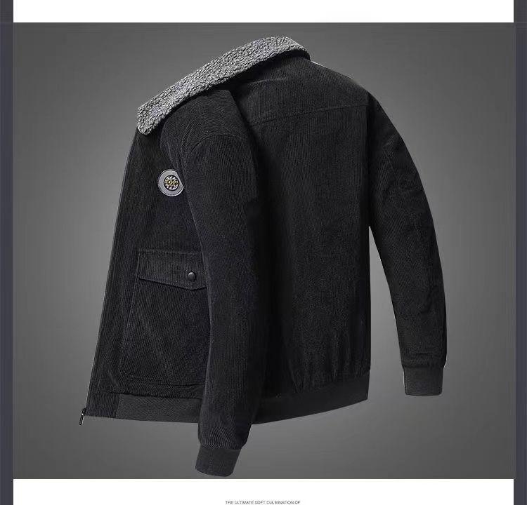 Chaqueta Cárdigan Unisex de Pana con Cremallera y Forro de Terciopelo Plus Otoño/Invierno 2025
