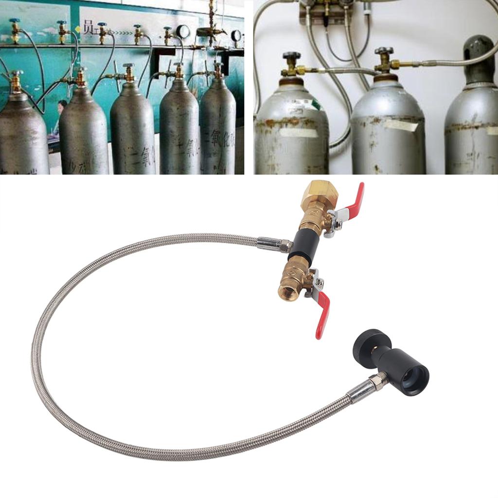 CGA-320 CO2 Cylinder Refill Adapter with Hose For Filling Soda Tank 24" Without Gauge